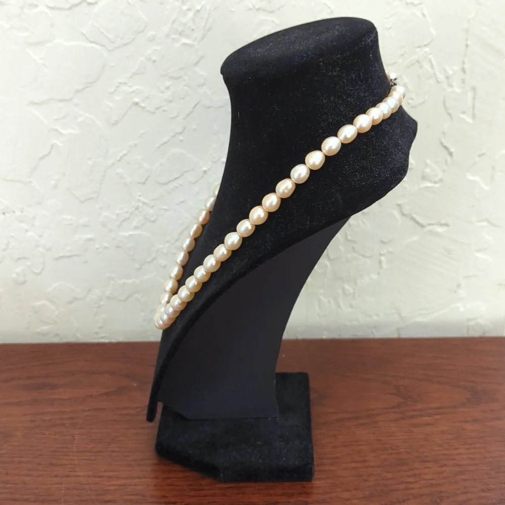 Classic Baroque Cultured Pearl Necklace (9-10mm) with Silver Tone Clasp